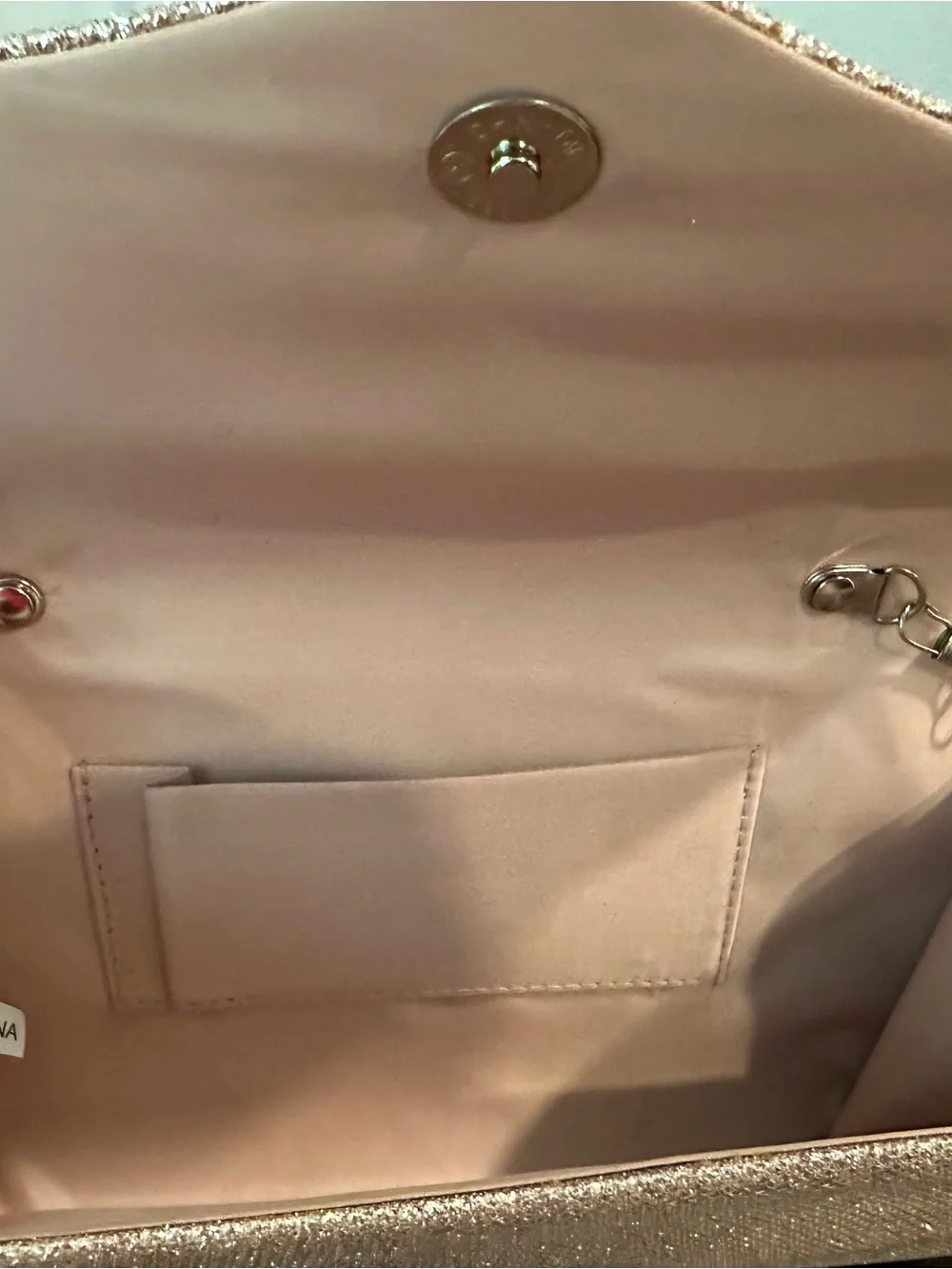 Sparkling Rose Gold Chain Link Evening Clutch EUC